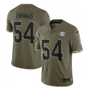 Wholesale Cheap Men's Miami Dolphins #54 Zach Thomas 2022 Olive Salute To Service Limited Stitched Jersey