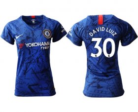 Wholesale Cheap Women\'s Chelsea #30 David Luiz Home Soccer Club Jersey