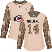 Wholesale Cheap Adidas Hurricanes #14 Justin Williams Camo Authentic 2017 Veterans Day Women's Stitched NHL Jersey