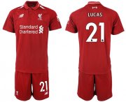 Wholesale Cheap Liverpool #21 Lucas Red Home Soccer Club Jersey