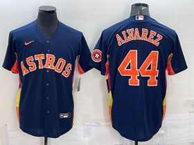 Wholesale Cheap Men\'s Houston Astros #44 Yordan Alvarez Navy Blue With Patch Stitched MLB Cool Base Nike Jersey