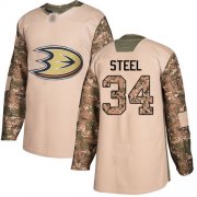 Wholesale Cheap Adidas Ducks #34 Sam Steel Camo Authentic 2017 Veterans Day Youth Stitched NHL Jersey