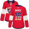 Wholesale Cheap Adidas Panthers #16 Aleksander Barkov Red Home Authentic USA Flag Women's Stitched NHL Jersey