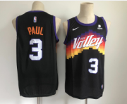 Wholesale Cheap Men's Phoenix Suns #3 Chris Paul Black 2021 City Edition NBA Swingman Jersey With The Sponsor Logo
