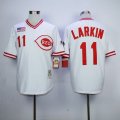 Wholesale Cheap Mitchell And Ness 1990 Reds #11 Barry Larkin White Throwback Stitched MLB Jersey