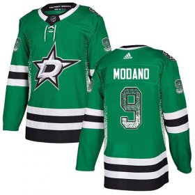 Wholesale Cheap Adidas Stars #9 Mike Modano Green Home Authentic Drift Fashion Stitched NHL Jersey