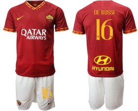Wholesale Cheap Roma #16 De Rossi Red Home Soccer Club Jersey