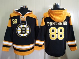 Wholesale Cheap Men\'s Boston Bruins #88 David Pastrnak Black Ageless Must Have Lace Up Pullover Hoodie