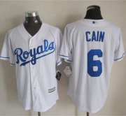 Wholesale Cheap Royals #6 Lorenzo Cain White New Cool Base Stitched MLB Jersey