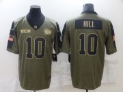 Wholesale Cheap Men's Kansas City Chiefs #10 Tyreek Hill 2021 Olive Salute To Service Limited Stitched Jersey