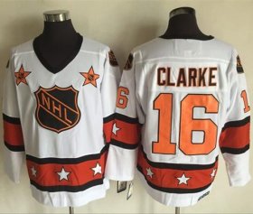 Wholesale Cheap Flyers #16 Bobby Clarke White/Orange All-Star CCM Throwback Stitched NHL Jersey