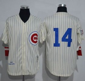 Wholesale Cheap Mitchell And Ness 1969 Cubs #14 Ernie Banks Cream Strip Throwback Stitched MLB Jersey