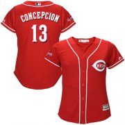 Wholesale Cheap Reds #13 Dave Concepcion Red Alternate Women's Stitched MLB Jersey