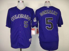 Wholesale Cheap Rockies #5 Carlos Gonzalez Purple Cool Base Stitched MLB Jersey