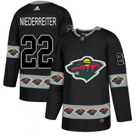 Wholesale Cheap Adidas Wild #22 Nino Niederreiter Black Authentic Team Logo Fashion Stitched NHL Jersey