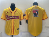 Wholesale Cheap Men's Tampa Bay Buccaneers Gold Team Big Logo With Patch Cool Base Stitched Baseball Jersey