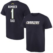 Wholesale Cheap Men's Los Angeles Chargers Pro Line College Number 1 Dad T-Shirt Navy