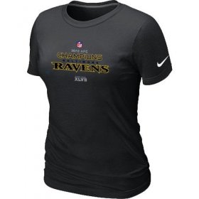 Wholesale Cheap Women\'s Nike Baltimore Ravens 2012 AFC Conference Champions Trophy Collection Long T-Shirt Black