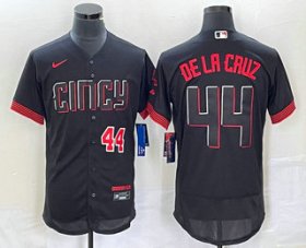 Wholesale Cheap Men\'s Cincinnati Reds #44 Elly De La Cruz Number Black 2023 City Connect Flex Base Stitched Baseball Jersey4