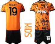 Wholesale Cheap Youth 2020-2021 club Juventus away orange 19 Soccer Jerseys