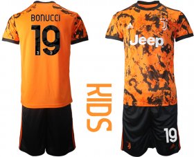 Wholesale Cheap Youth 2020-2021 club Juventus away orange 19 Soccer Jerseys