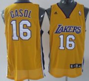 Wholesale Cheap Los Angeles Lakers #16 Paul Gasol Yellow Swingman Jersey