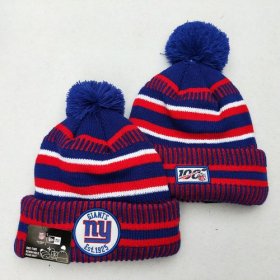 Wholesale Cheap New York Giants Team Logo Red 100th Season Pom Knit Hat YD