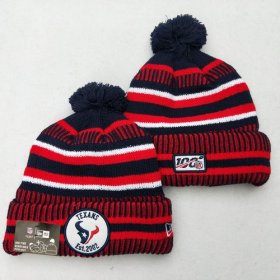 Wholesale Cheap Texans Team Logo Red 100th Season Pom Knit Hat YD