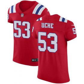 Wholesale Cheap Nike Patriots #53 Josh Uche Red Alternate Men\'s Stitched NFL New Elite Jersey