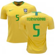 Wholesale Cheap Brazil #5 Fernandinho Home Kid Soccer Country Jersey