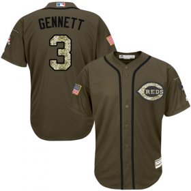 Wholesale Cheap Reds #3 Scooter Gennett Green Salute to Service Stitched MLB Jersey
