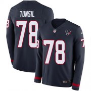 Wholesale Cheap Nike Texans #78 Laremy Tunsil Navy Blue Team Color Youth Stitched NFL Limited Therma Long Sleeve Jersey