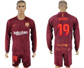 Wholesale Cheap Barcelona #19 Digne Sec Away Long Sleeves Soccer Club Jersey