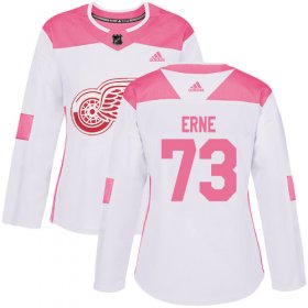 Wholesale Cheap Adidas Red Wings #73 Adam Erne White/Pink Authentic Fashion Women\'s Stitched NHL Jersey