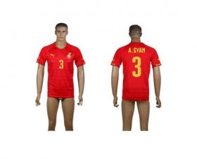 Wholesale Cheap Ghana #3 A.Gyan Red Away Soccer Country Jersey