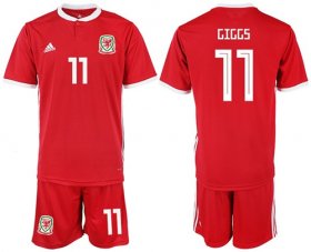Wholesale Cheap Wales #11 Giggs Red Home Soccer Club Jersey