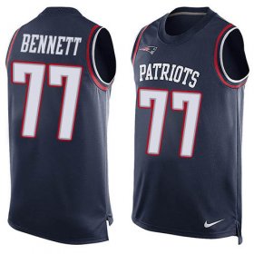 Wholesale Cheap Nike Patriots #77 Michael Bennett Navy Blue Team Color Men\'s Stitched NFL Limited Tank Top Jersey