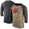 Wholesale Cheap Men's Cleveland Browns Nike Camo Anthracite Salute to Service Sideline Legend Performance Three-Quarter Sleeve T-Shirt
