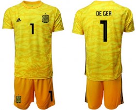 Wholesale Cheap Spain #1 De Gea Yellow Goalkeeper Soccer Country Jersey