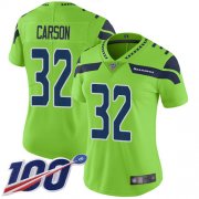 Wholesale Cheap Nike Seahawks #32 Chris Carson Green Women's Stitched NFL Limited Rush 100th Season Jersey