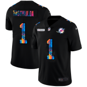 Cheap Miami Dolphins #1 Tua Tagovailoa Men's Nike Multi-Color Black 2020 NFL Crucial Catch Vapor Untouchable Limited Jersey