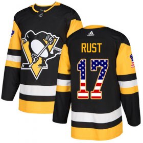 Wholesale Cheap Adidas Penguins #17 Bryan Rust Black Home Authentic USA Flag Stitched NHL Jersey