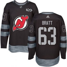 Wholesale Cheap Adidas Devils #63 Jesper Bratt Black 1917-2017 100th Anniversary Stitched NHL Jersey