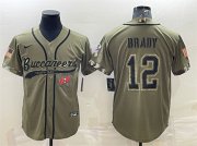 Wholesale Cheap Men's Tampa Bay Buccaneers #12 Tom Brady Olive 2022 Salute To Service Cool Base Stitched Baseball Jersey