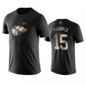 Wholesale Cheap Chiefs #15 Patrick Mahomes Black NFL Black Golden 100th Season T-Shirts