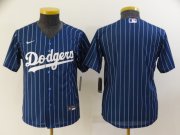 Wholesale Cheap Youth Los Angeles Dodgers Blank Navy Blue Pinstripe Stitched MLB Cool Base Nike Jersey