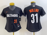 Wholesale Cheap Women's Baltimore Orioles #31 Cedric Mullins Number Black 2023 City Connect Cool Base Stitched Jersey 2