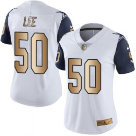 Wholesale Cheap Nike Cowboys #50 Sean Lee White Women\'s Stitched NFL Limited Gold Rush Jersey
