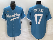 Cheap Men's Brooklyn Dodgers #17 Shohei Ohtani Light Blue Cooperstown Collection Cool Base Jersey