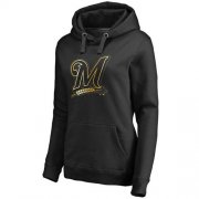 Wholesale Cheap Women's Milwaukee Brewers Gold Collection Pullover Hoodie Black